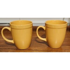 Gibson Everyday Mustard Yellow Coffee Mugs Set of 2 Ceramic Stoneware Tea Cups